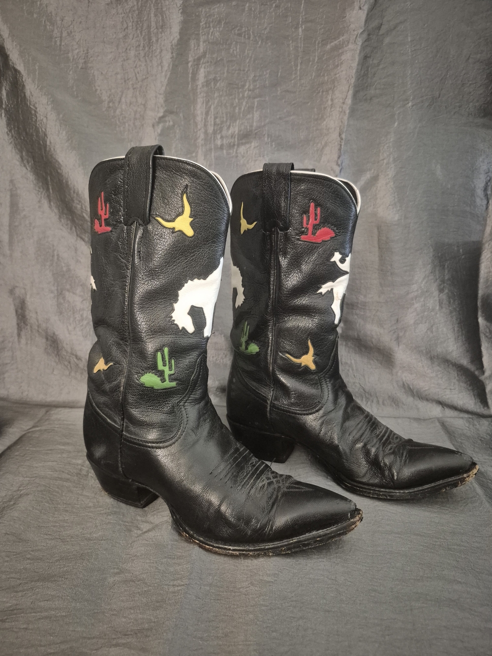 Larry Mahan Vintage Rodeo Black Leather Cowboy Boots - Made For Theives Market